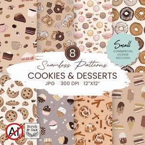 Nahtloses Backwarenmuster: Digitales Papier mit leckeren Desserts (12"x12")