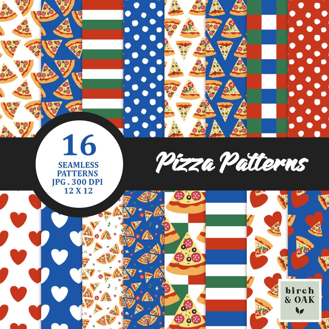 Pizza Checkers Pattern Pizza Slices Seamless Patterns Yummy Digital Paper Instant Download ...