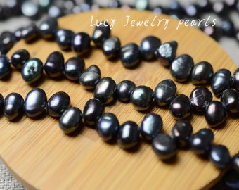 Collier 24" Perles De Culture D'eau Douce Noires 4 Mm - Six Brins, Argent 925, Neuf