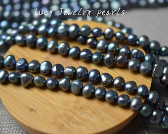 Freshwater pearl 6.8-7.2mm wholesale Baroque pearl necklace large hole pearl necklace peacock pearl necklace Full Strand LY5080