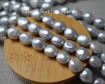 Gray Baroque pearl necklace 11.5-12.5mm wholesale large hole pearl necklace freshwater pearl necklace 29pcs Full Strand LY5083