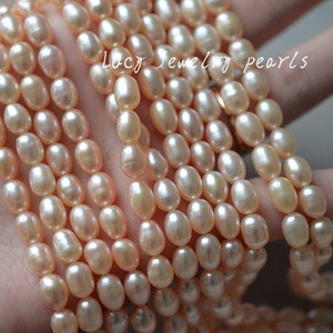 Natural peach rice pearl necklace 5.5-5.7mm wholesale oval pearl loose pearl necklace freshwater Pearl necklace Full Strand LY4049