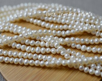 seed pearl necklace 4.2-4.4mm natural white freshwater pearl potato loose pearl necklace loose beads Wedding Full Strand LY2278