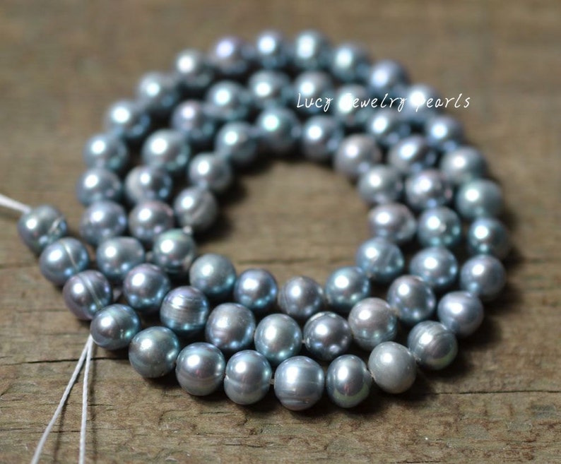 Potato pearl necklace 6.3-6.8mm wholesale peacock blue pearl freshwater pearl necklace loose pearl jewelry 63pcs Full Strand LY2048
