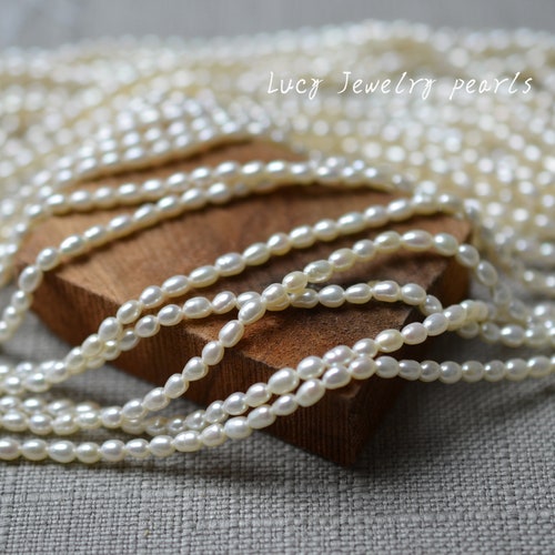 Seed Pearl 3-3.3mm Wholesale Natural White Rice Pearl Necklace - Etsy
