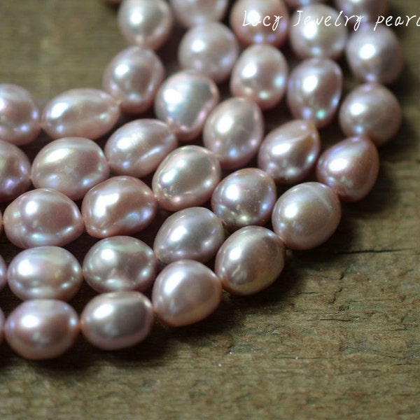 Perle baroque de 9,5 à 10,5 mm en gros perles en vrac violettes grand trou perles d'eau douce collier de perles en vrac 33 pièces brin complet LY5034