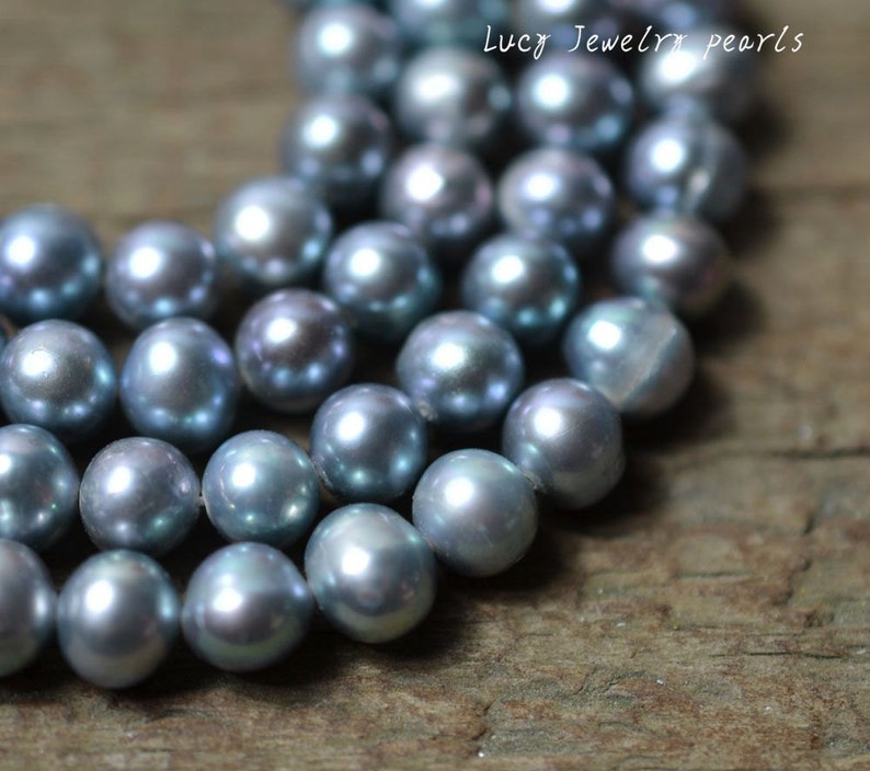 Potato pearl necklace 6.3-6.8mm wholesale peacock blue pearl freshwater pearl necklace loose pearl jewelry 63pcs Full Strand LY2048