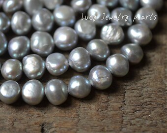 Large hole pearl 9.5-10.5mm loose pearl wholesale gray pearl Baroque pearl necklace freshwater pearl necklace 39pcs Full Strand LY5054