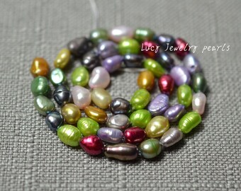 Multi colored pearl necklace 6-6.3mm wholesale freshwater pearl necklace Baroque pearl jewelry loose pearl Full Strand LY5050