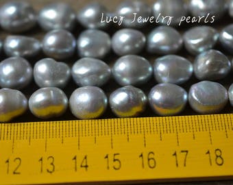 Baroque pearl 10.5-11.5mm wholesale large hole pearl loose pearl jewelryfreshwater pearl gray Pearl necklace 31pcs Full Strand LY5056