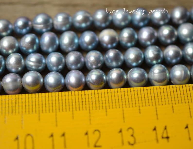 Potato pearl necklace 6.3-6.8mm wholesale peacock blue pearl freshwater pearl necklace loose pearl jewelry 63pcs Full Strand LY2048