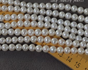 Collar de perlas de patata de 6,5-7 mm, perlas de agua dulce, venta al por mayor, perlas blancas naturales, perlas sueltas, perlas de gran agujero, hebra completa LY2320