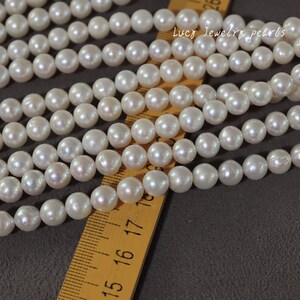 White pearl 7.5-8.3mm potato pearl large hole pearl necklace wholesale freshwater pearl loose pearl wedding Full Strand LY2322