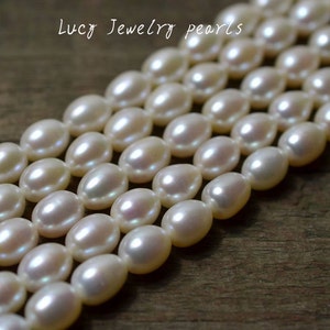 rice pearl 8.5-9.5mm oval pearl natural white pearl large hole pearl freshwater pearl necklace loose pearl jewelry Full Strand LY4001