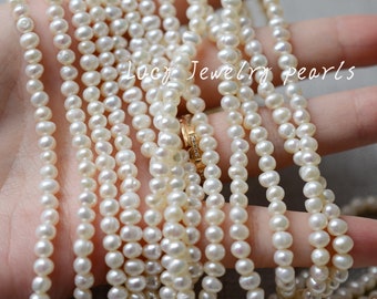 seed pearl 4.1-4.4mm freshwater pearl necklace natural white necklace potato pearl necklace loose pearl Full Strand LY2273