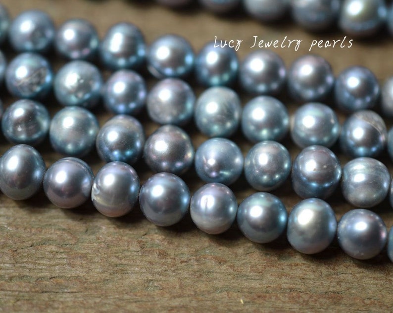 Potato pearl necklace 6.3-6.8mm wholesale peacock blue pearl freshwater pearl necklace loose pearl jewelry 63pcs Full Strand LY2048