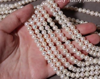 Potato pearl 5.8-6mm freshwater pearl necklace large hole pearl wholesale natural white loose pearl wedding Full Strand LY2328