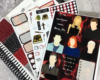 Buffy mini 3 page planner sticker kit, will fit Erin Condren planners and EC size boxes