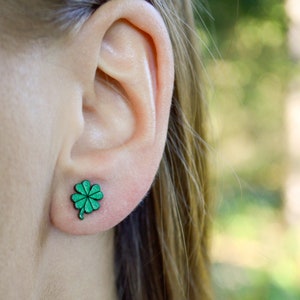 Four Leaf Clover Earrings, Good Luck Earrings, Irish Gifts, Shamrock Stud Earrings, Cloverleaf jewelry