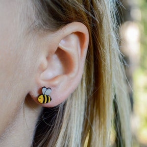 Biene Ohrstecker, Biene Ohrringe, Honigbiene, Biene Schmuck, Honigbiene, Manchester Bee, Hummel
