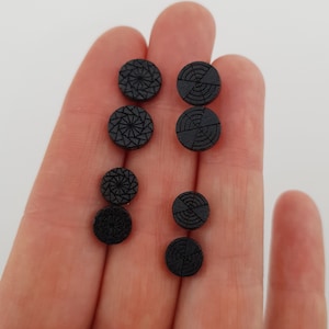 Round Black Wooden Everyday Stud Earrings