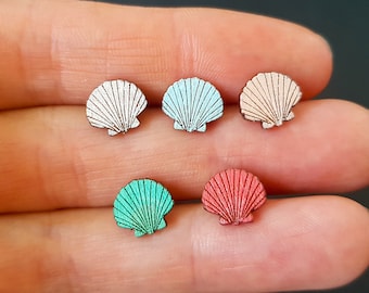 Sea Shell Stud Earrings, Seashell Studs, Beach Earrings, Summer Beach Jewelry, Titanium Posts, Hypoallergenic Earrings