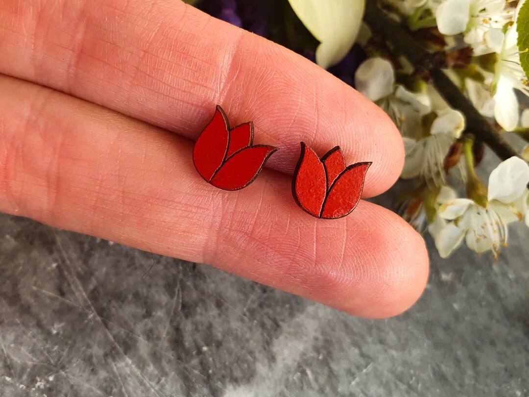 Tulip Earrings, Titanium Posts, Flower Earrings, Tulip Jewelry, Nature