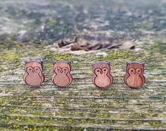 フクロウのスタッドピアス、フクロウのジュエリー、ウッドランドスタッド、かわいいフクロウのピアス
