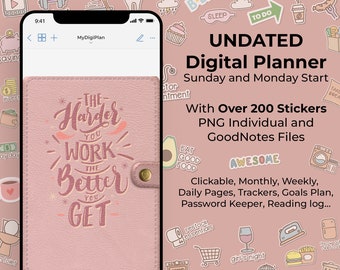 Undated Digital Planner: GoodNotes, Notability, Xodo Compatible (PDF)