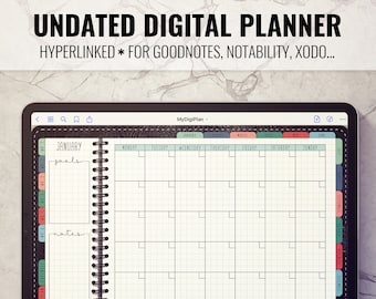 Undated Digital Planner: Hyperlinked PDF for GoodNotes, Notability, Xodo