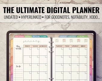 Undated Digital Planner: Hyperlinked Goodnotes Planner (PDF)