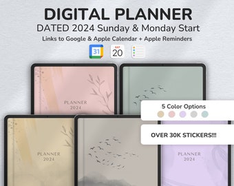 2024 Digital Planner Dated | Daily, Weekly & Monthly | iPad GoodNotes and Android Xodo Planner | Digital Planner Dated | Goals Planner