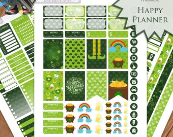 St Patrick's Day Sticker: März Happy Planner Kit (Digitaler Download)