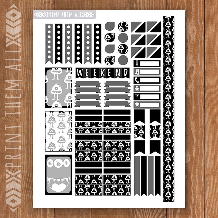 Halloween Planner Stickers: Printable Monthly/weekly Kit (digital ...