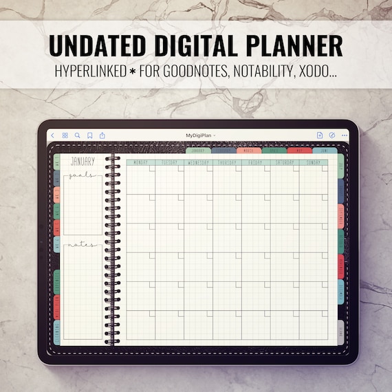 Undated Digital Planner for Goodnotes Notability Planner Digital