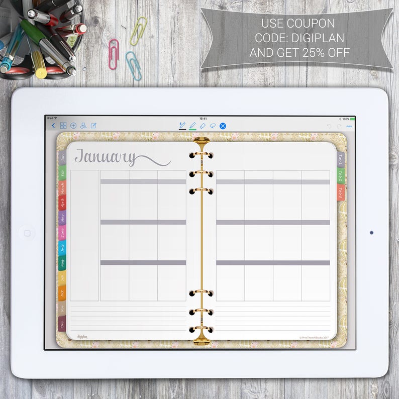 Electronic Planner for GoodNotes with Links, Electronic Planner for Android or Laptop (Xodo) + Absolutely free Stickers picture regarding Free Digital Planner Pdf known as Electronic Planner for GoodNotes with One-way links, Electronic Planner for Android or Personal computer (Xodo) + No cost Stickers