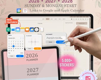 Landscape Digital Planner 2026 2027 2028, GoodNotes Planner, 2026 iPad Planner, Minimalist All-in-One Digital Planner