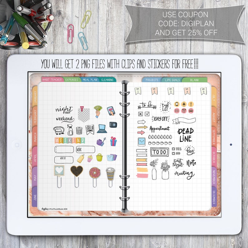 Digital Stickers Goodnotes Journal Planner Digital Planner