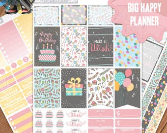 Birthday Planner Stickers: Big Happy Planner Kit (Printable PDF)