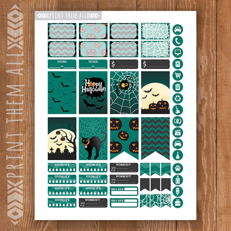 halloween planner stickers printable happy planner