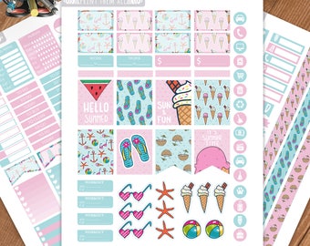 Summer Planner Stickers: Beach Theme, Erin Condren Compatible (Printable)