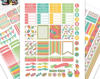 Candy Planner Stickers Weekly Kit: Erin Condren, Filofax, Plum Paper (Digital Download)