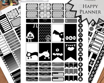 Pegatinas de Halloween para agenda: Kit imprimible mensual/semanal (descarga digital)