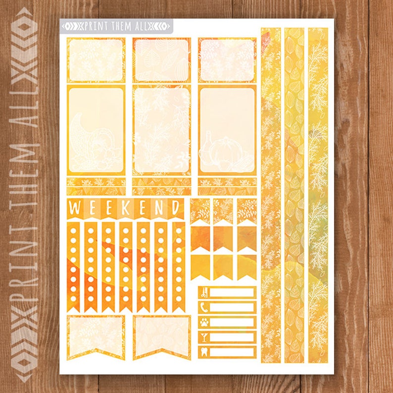 Thanksgiving Planner Stickers Printable Big Happy Planner Etsy