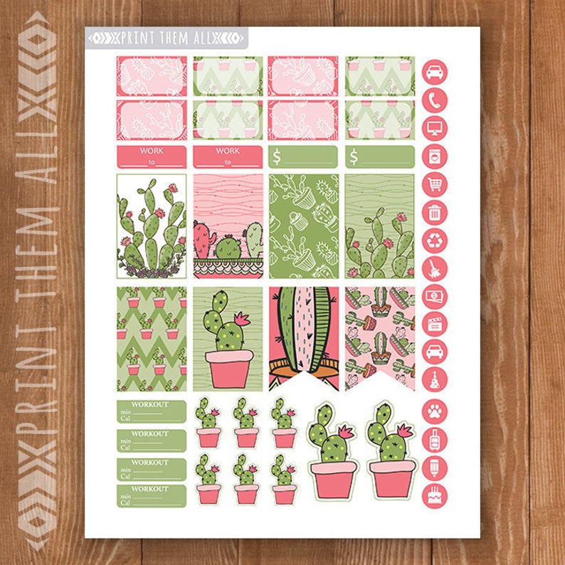 Cactus Planner Stickers Happy Planner Stickers Printable Etsy