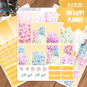 Hydrangea Planner Stickers Printable, Big Happy Planner Stickers, Weekly Planner Kit, Planner Stickers, Big MAMBI Planner Stickers, Digital
