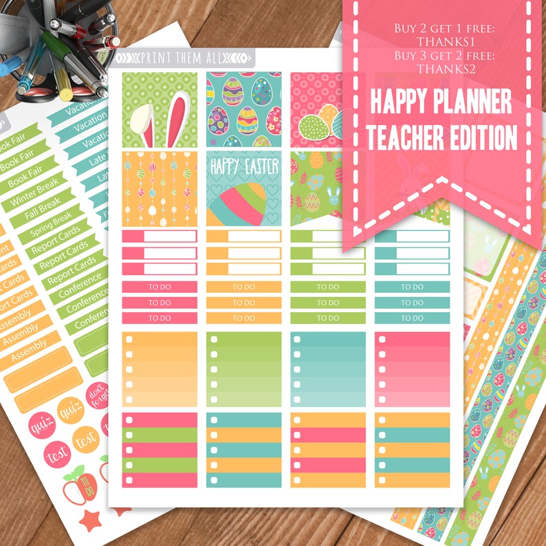 apple teacher planner stickers printable with cut file for - sticker