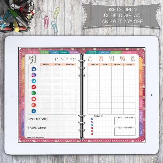 Digital Planner For Goodnotes With Hyperlinks Digital Planner Etsy