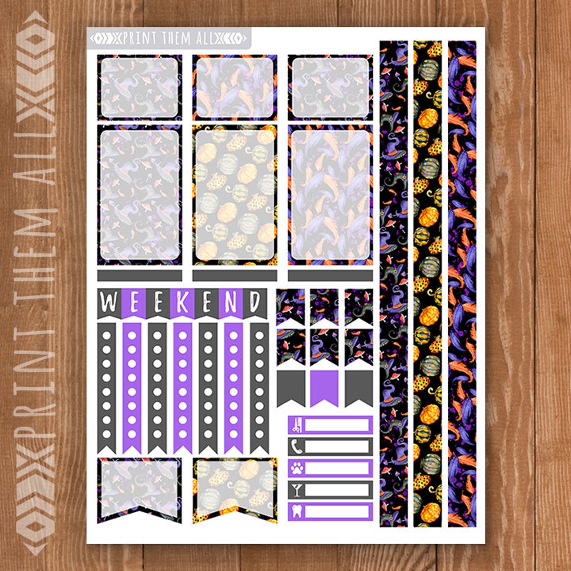 halloween planner stickers printable big happy planner etsy