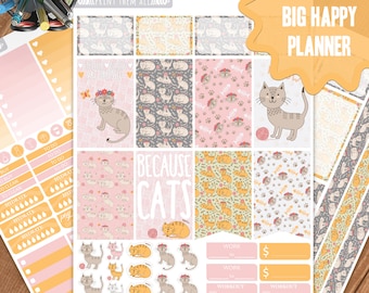 Cat Planner Stickers, Big Happy Planner (Digital Download)